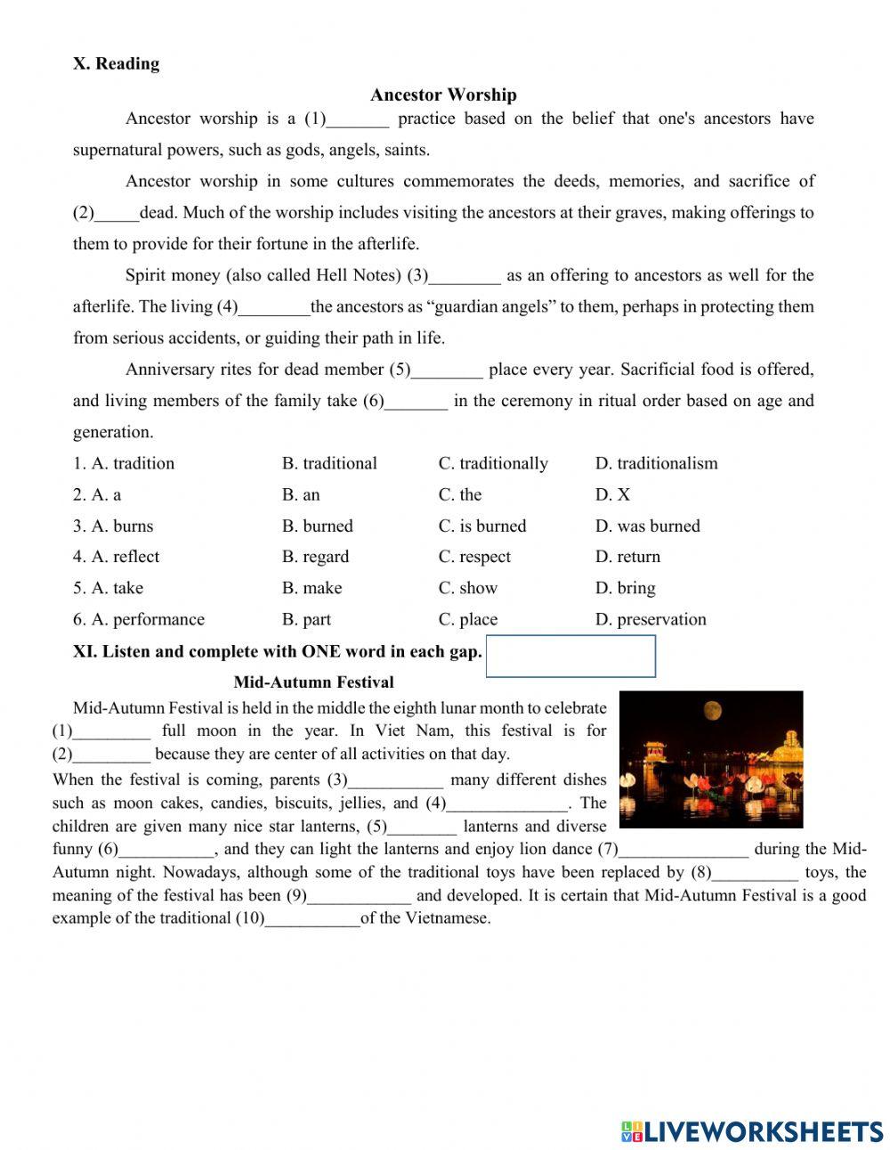 Grade 8- Month Test (unit 4-5)
