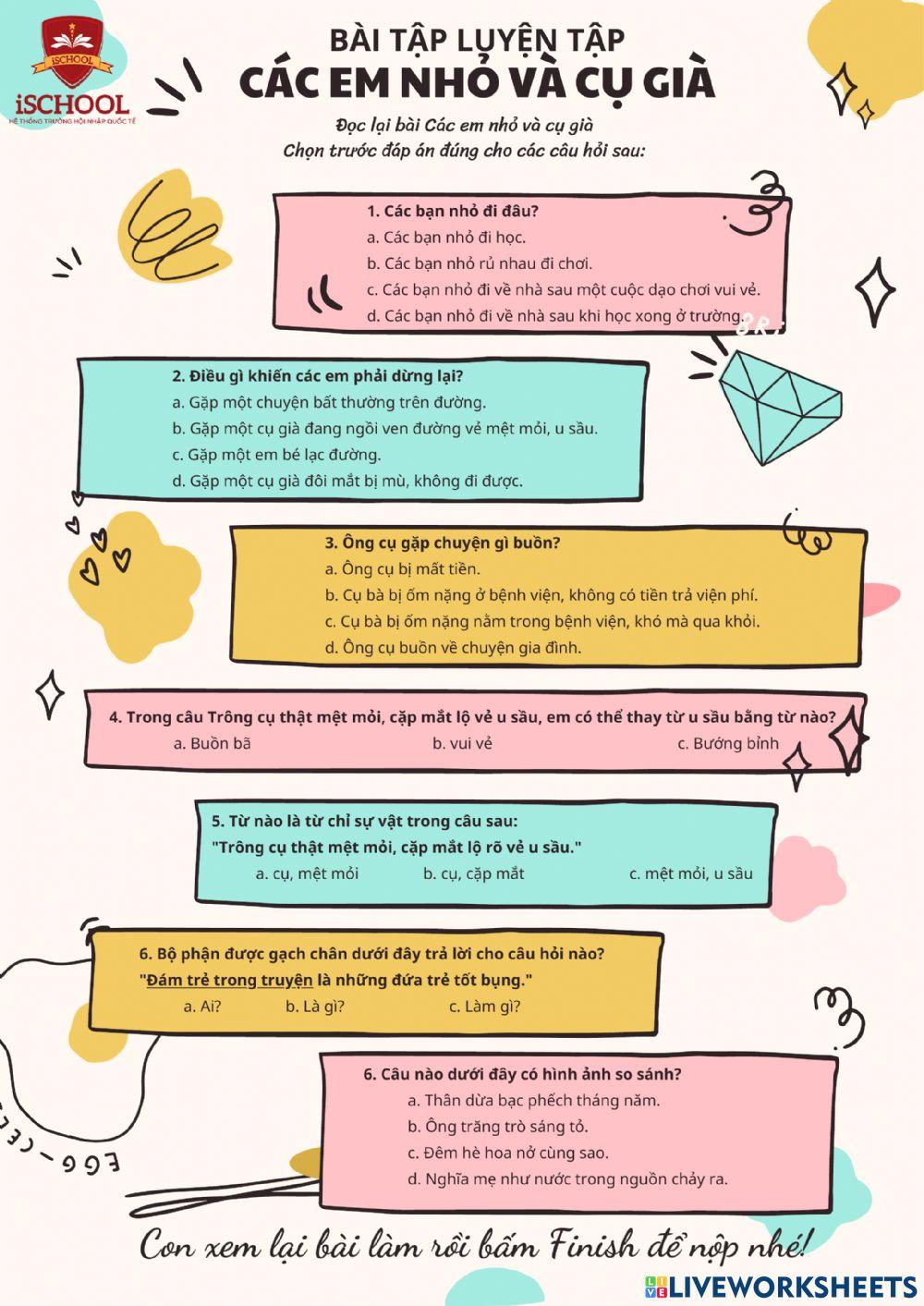 Bài tập Các em nhỏ và cụ già