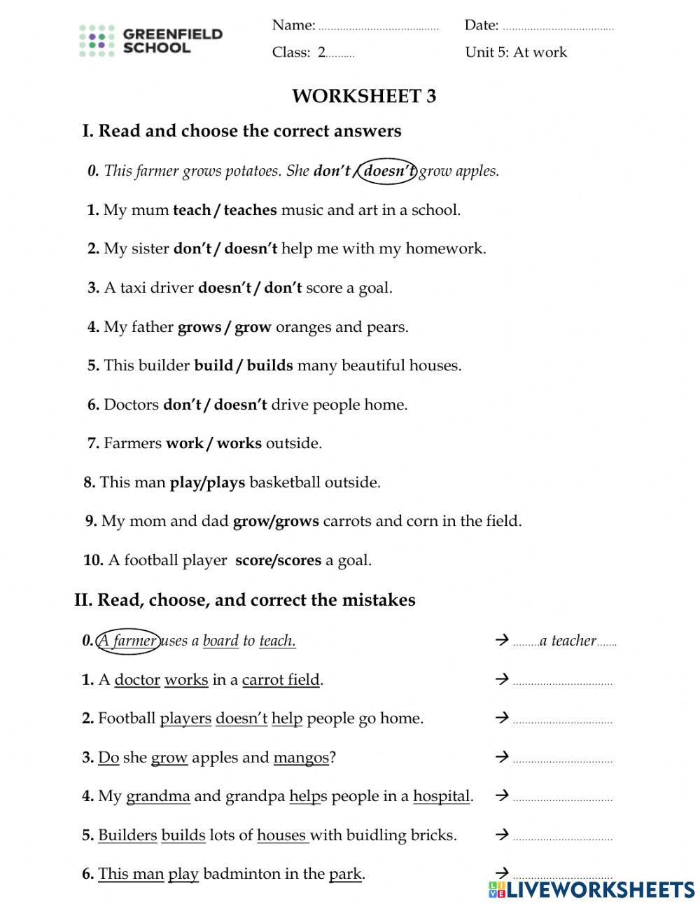 Look 2. Unit 5. Worksheet 3