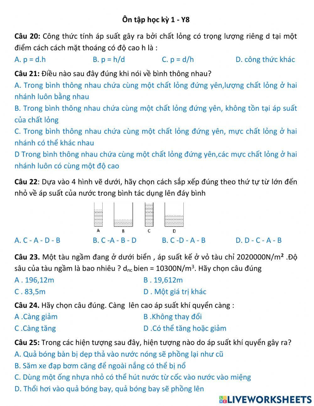 Ôn tập học kỳ 1 y8 part 3