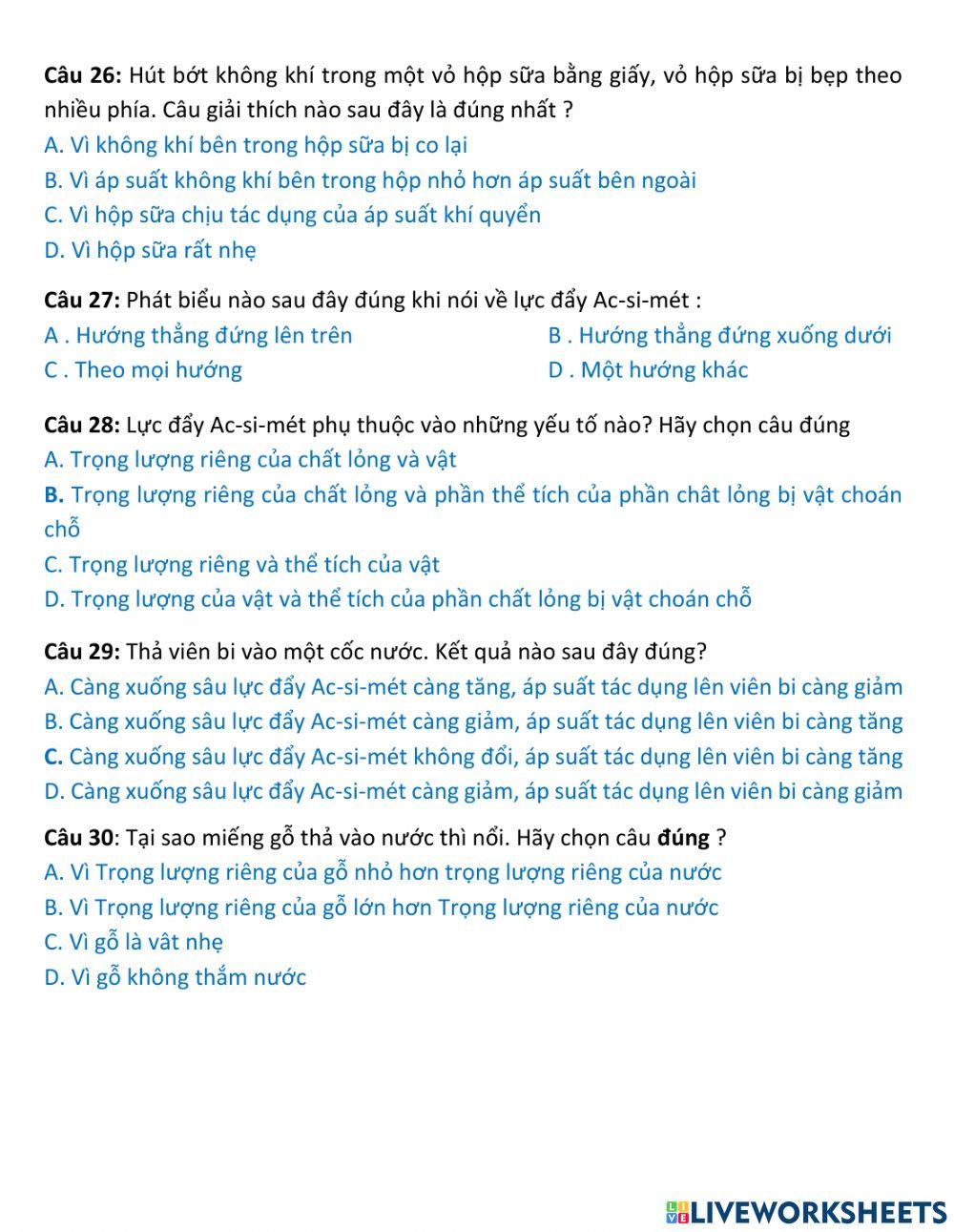 Ôn tập học kỳ 1 y8 part 3