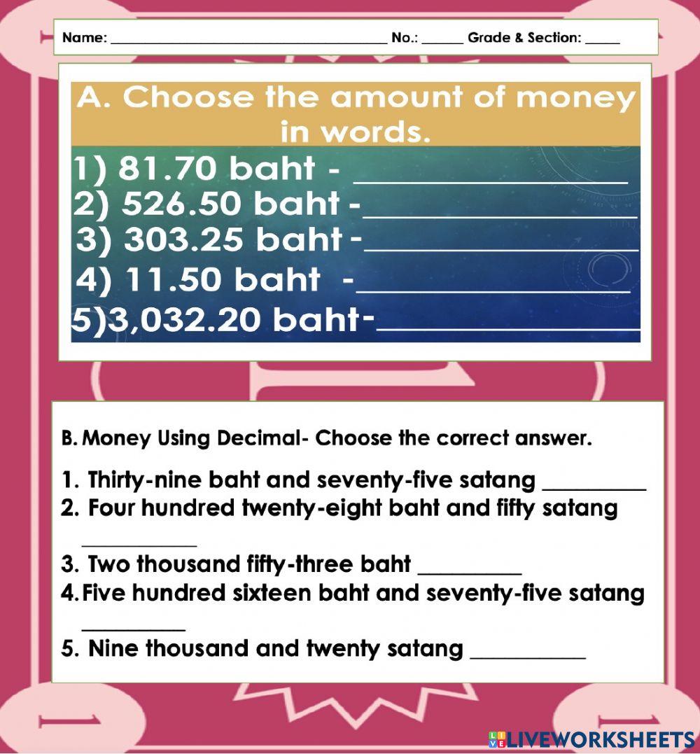 Money in words and Decimal (Baht Currency)