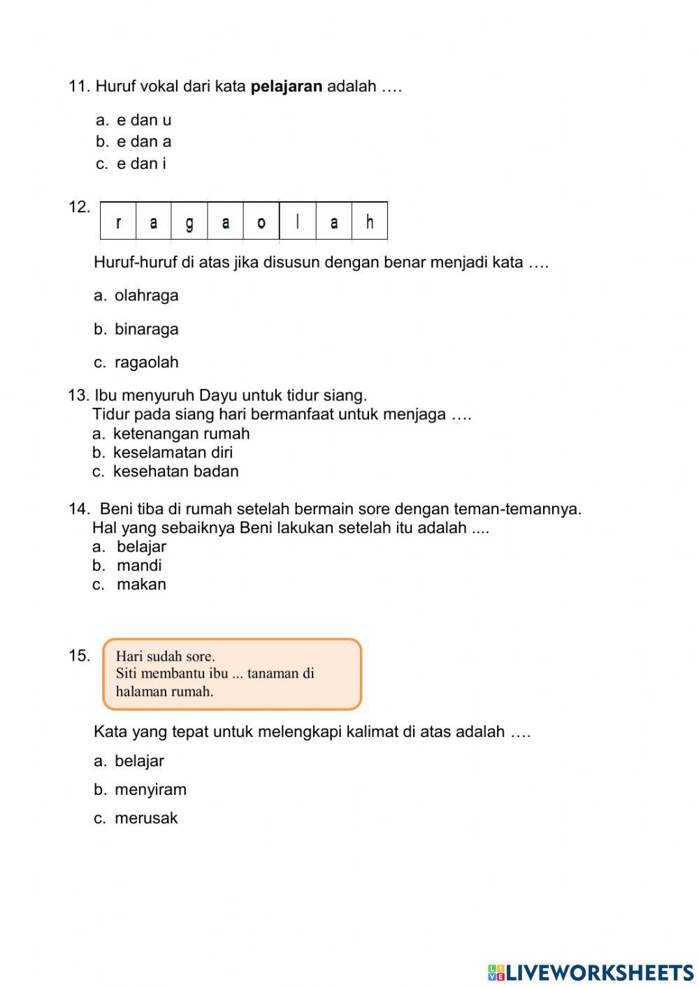 Pas kelas 1 tema 3 termin 1