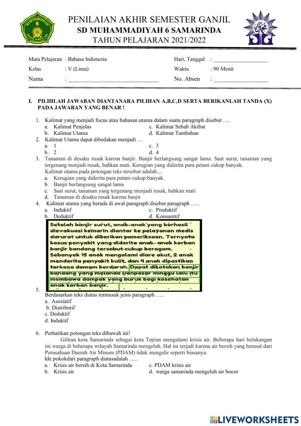 PAS Kelas 5 Bahasa indonesia