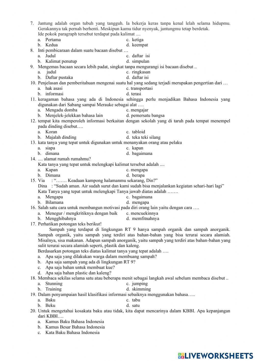 PAS Kelas 5 Bahasa indonesia