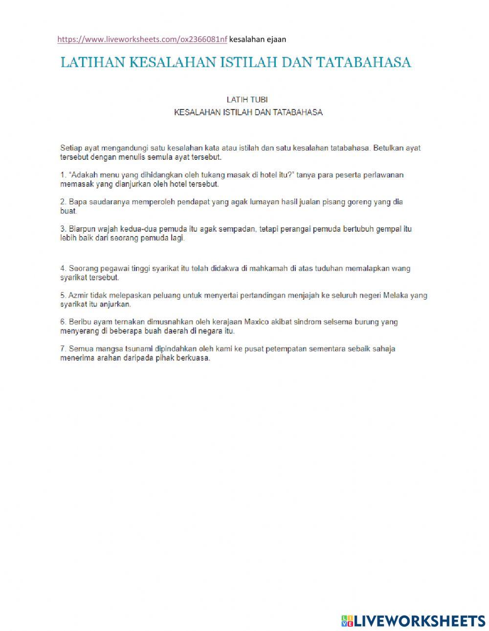 Latihan Rumusan dan tatabahasa ting 4 - 5