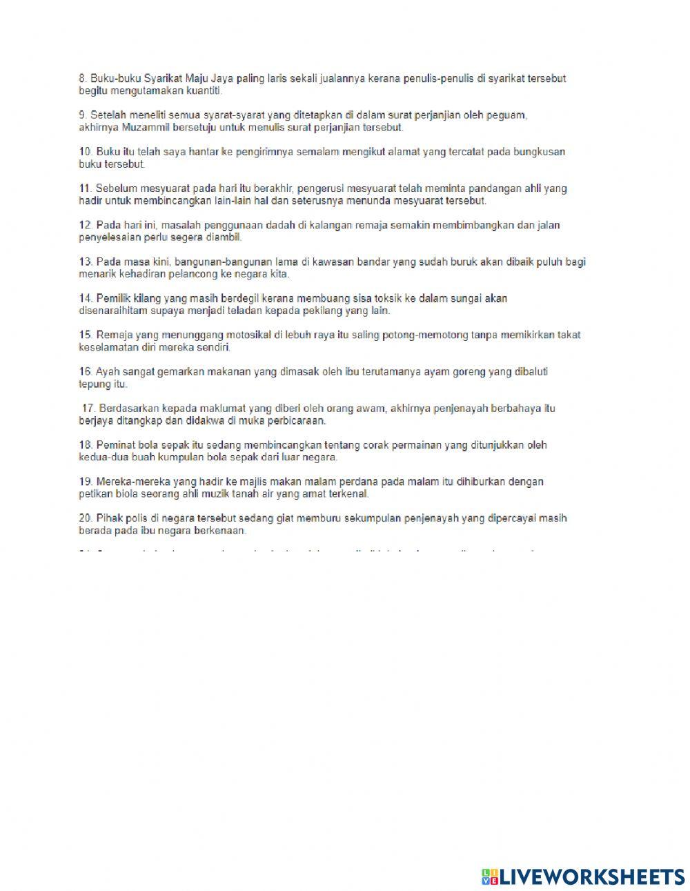 Latihan Rumusan dan tatabahasa ting 4 - 5