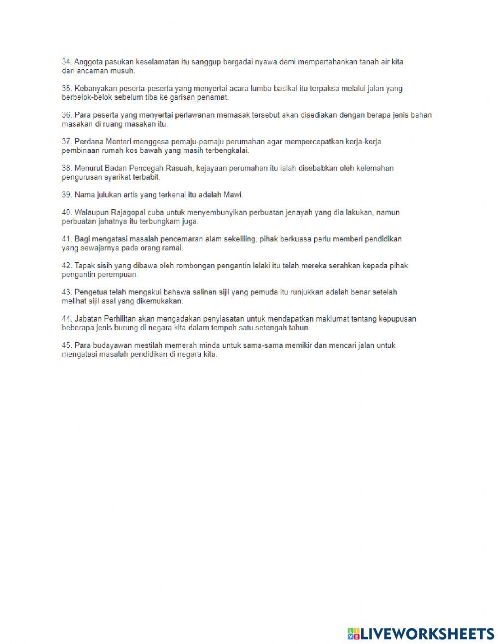 Latihan Rumusan dan tatabahasa ting 4 - 5