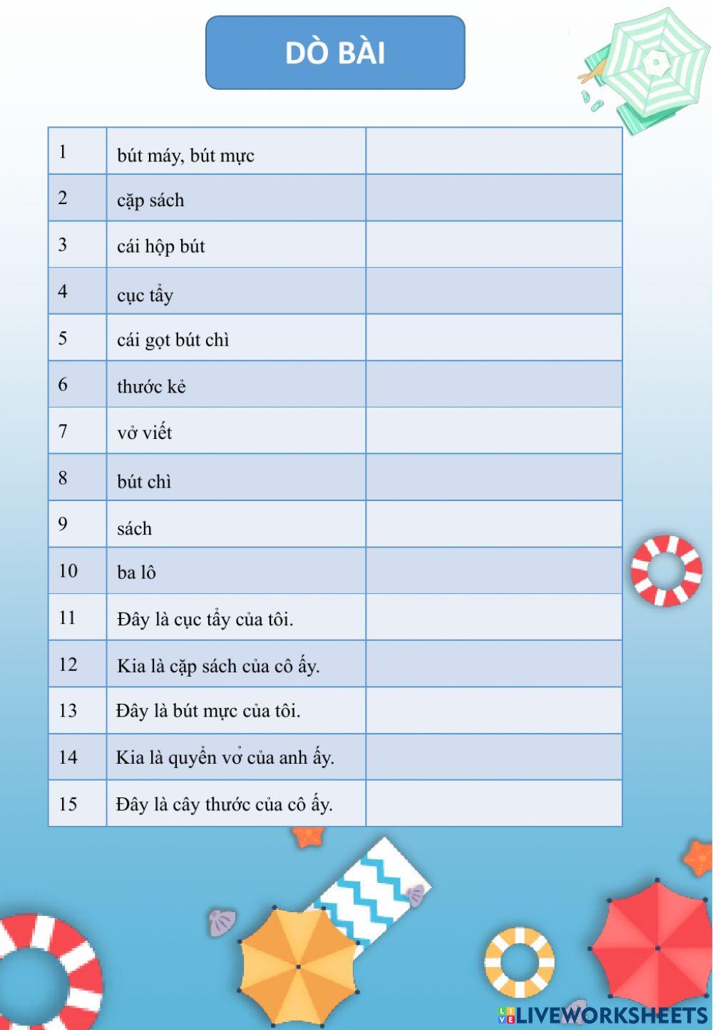 Dò bài lớp 3 3-12