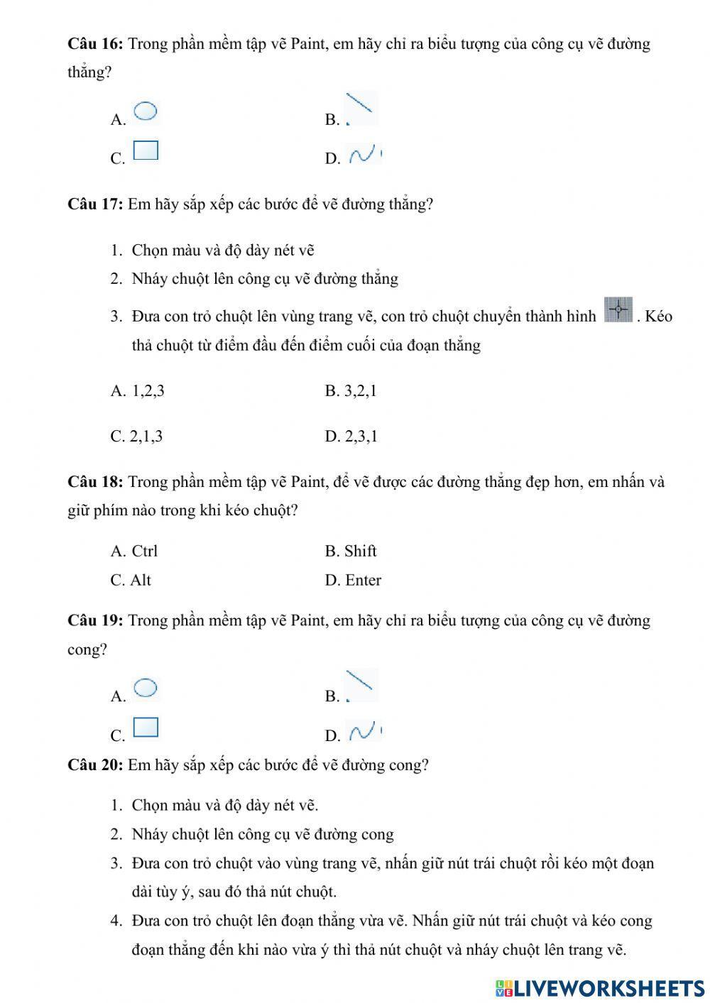 Đề cương ôn tập tin học lớp 3 kì I