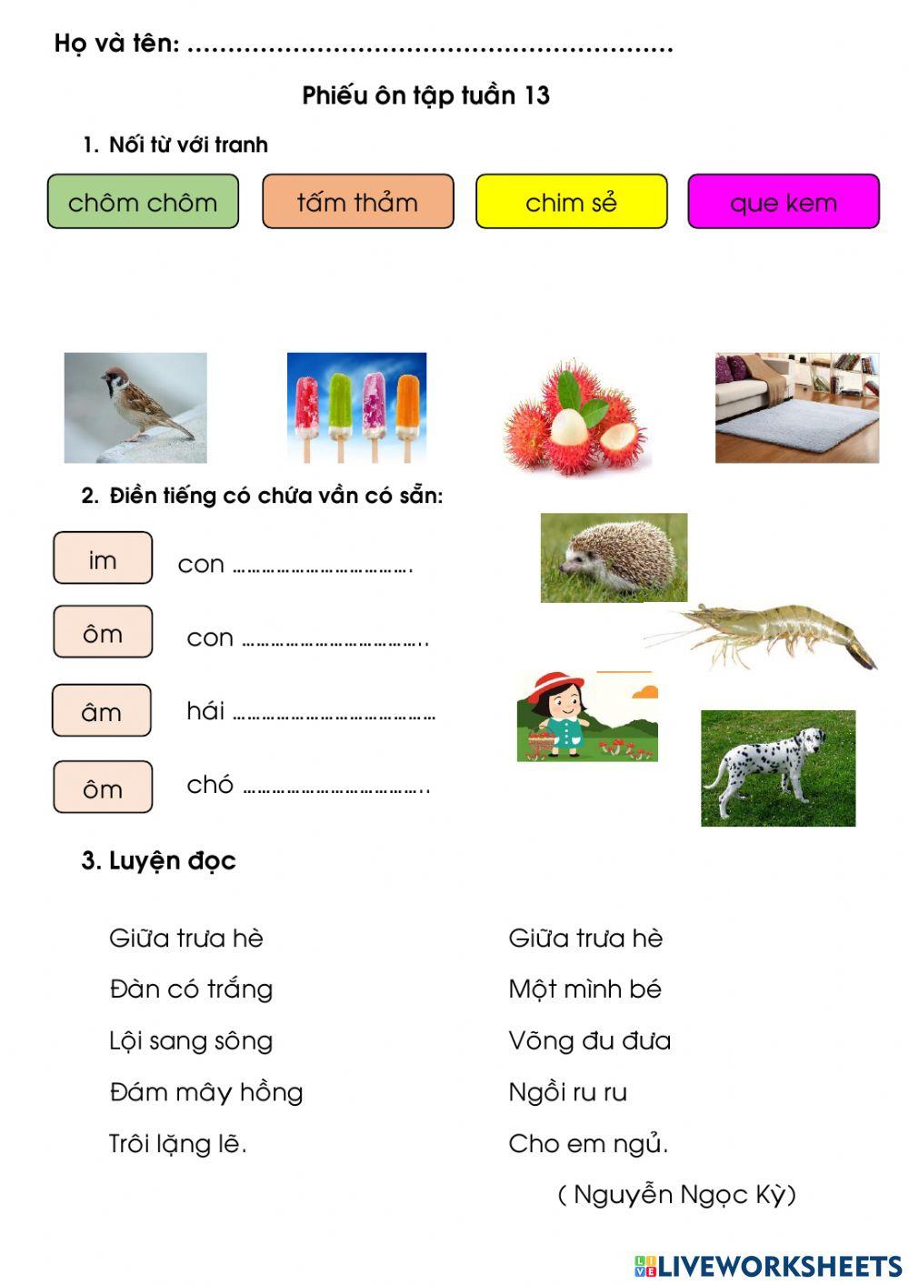 Bài tiếng việt tuần 13