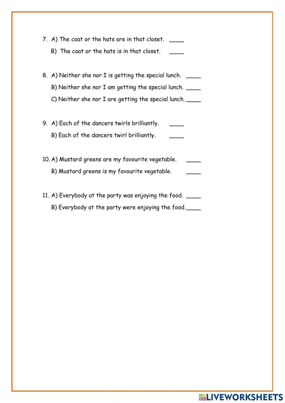 Subject-Verb agreement