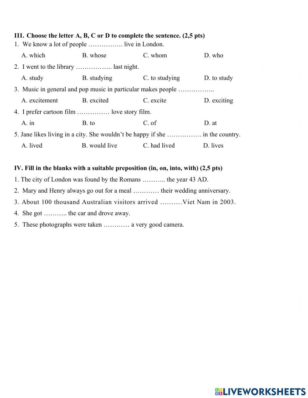 English 10 mock test (Ngo Thi Dieu)