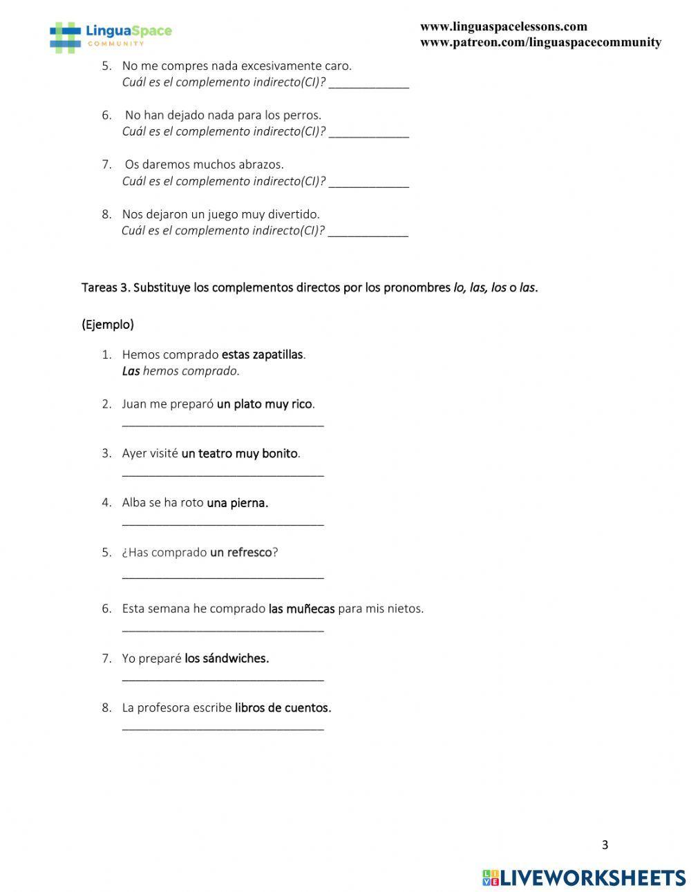 Complemento directo e indirecto