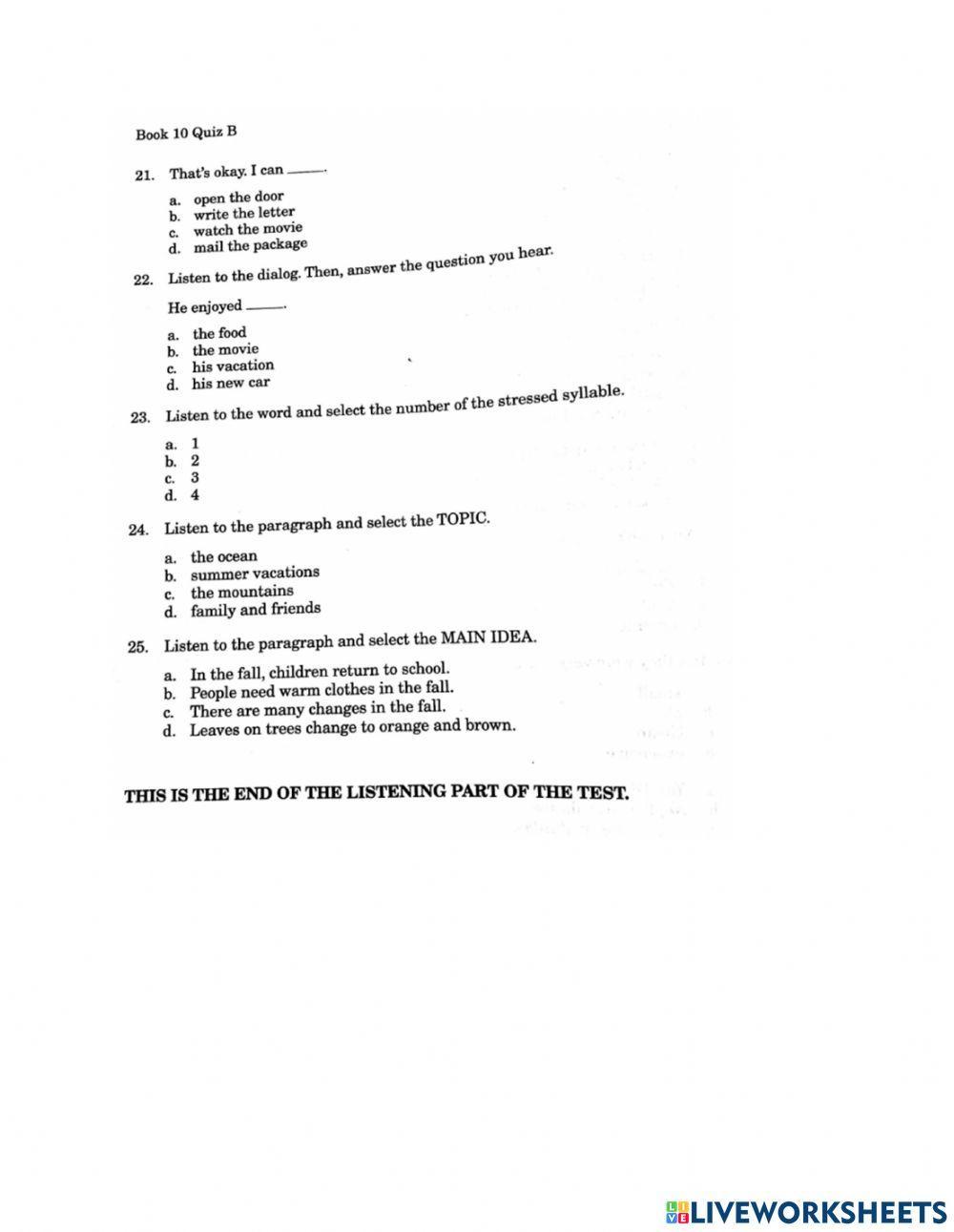 Book 10 Quiz B