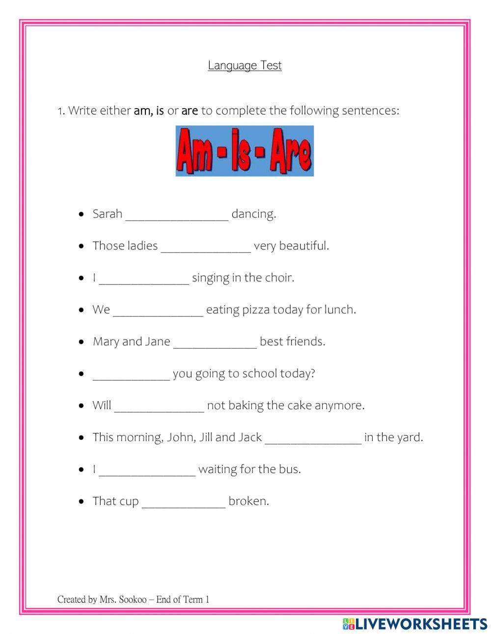 Language End of Term Test
