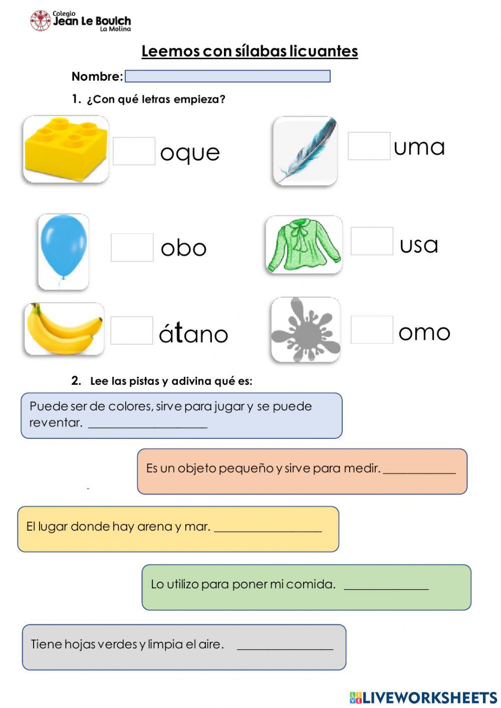 Leemos silaba licuantes
