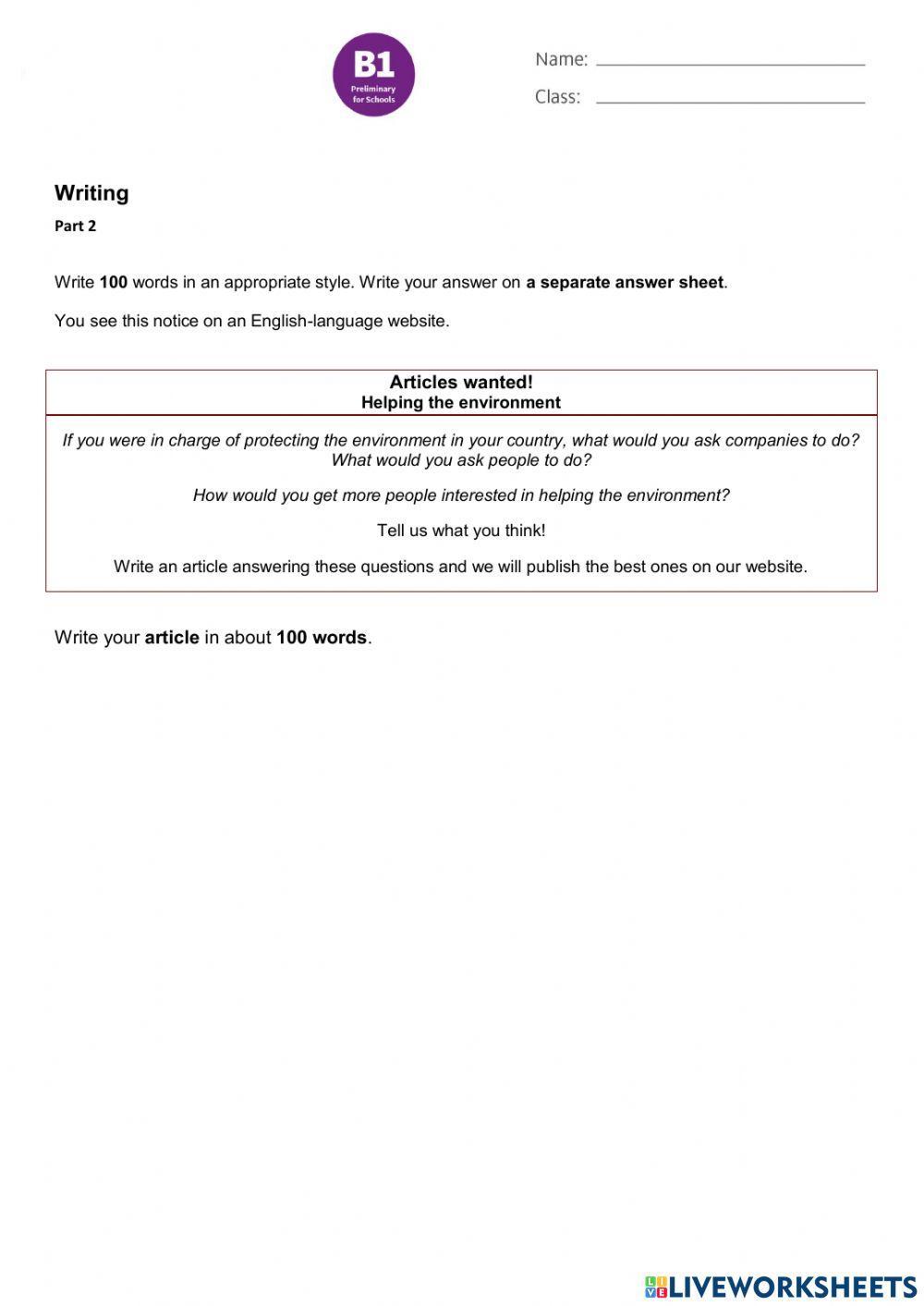 B1 GExp  Writing December  21