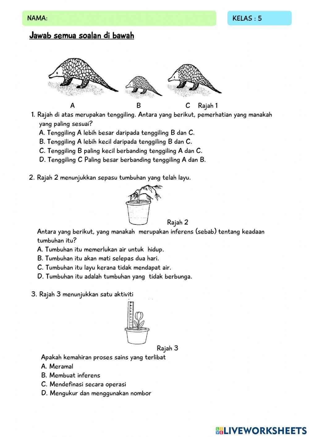 KUIZ SAINS AKHIR TAHUN - TAHUN 5 part 1