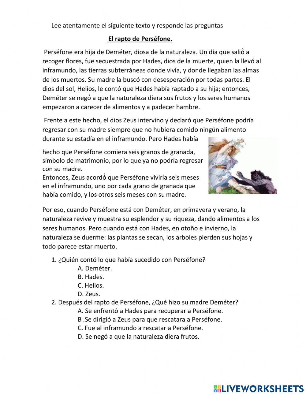 Mito : El rapto de Perséfone