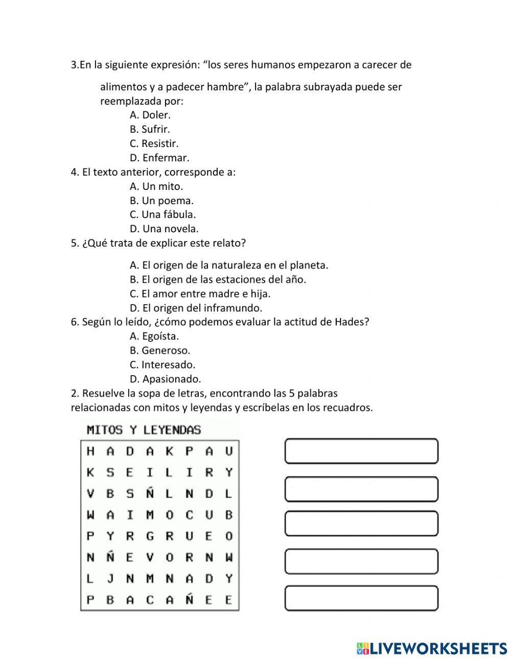 Mito : El rapto de Perséfone