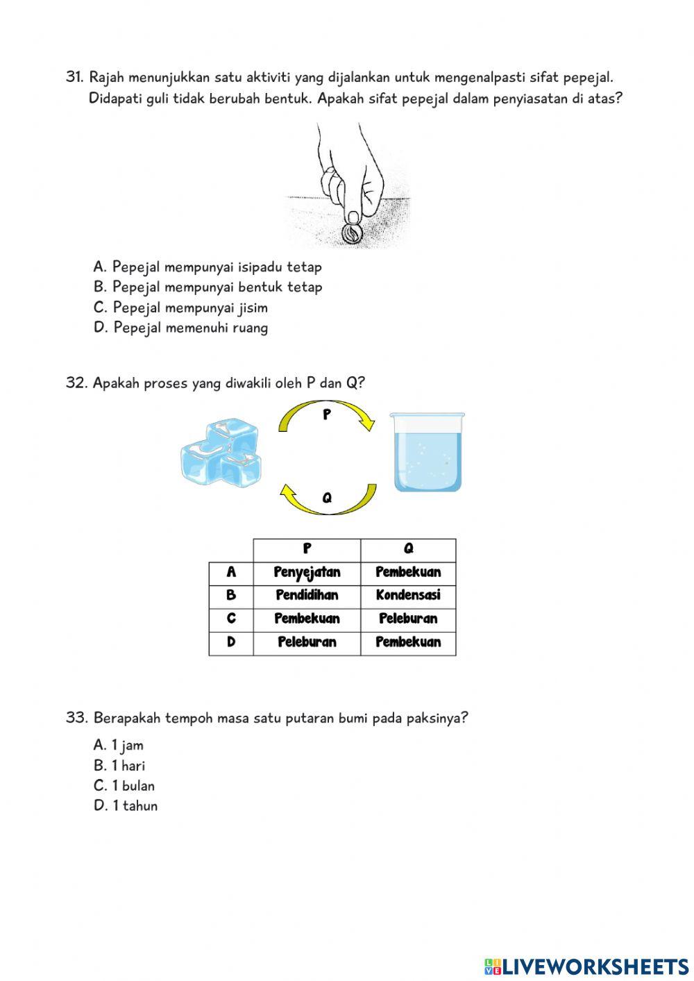 KUIZ SAINS AKHIR TAHUN - TAHUN 5 part 2