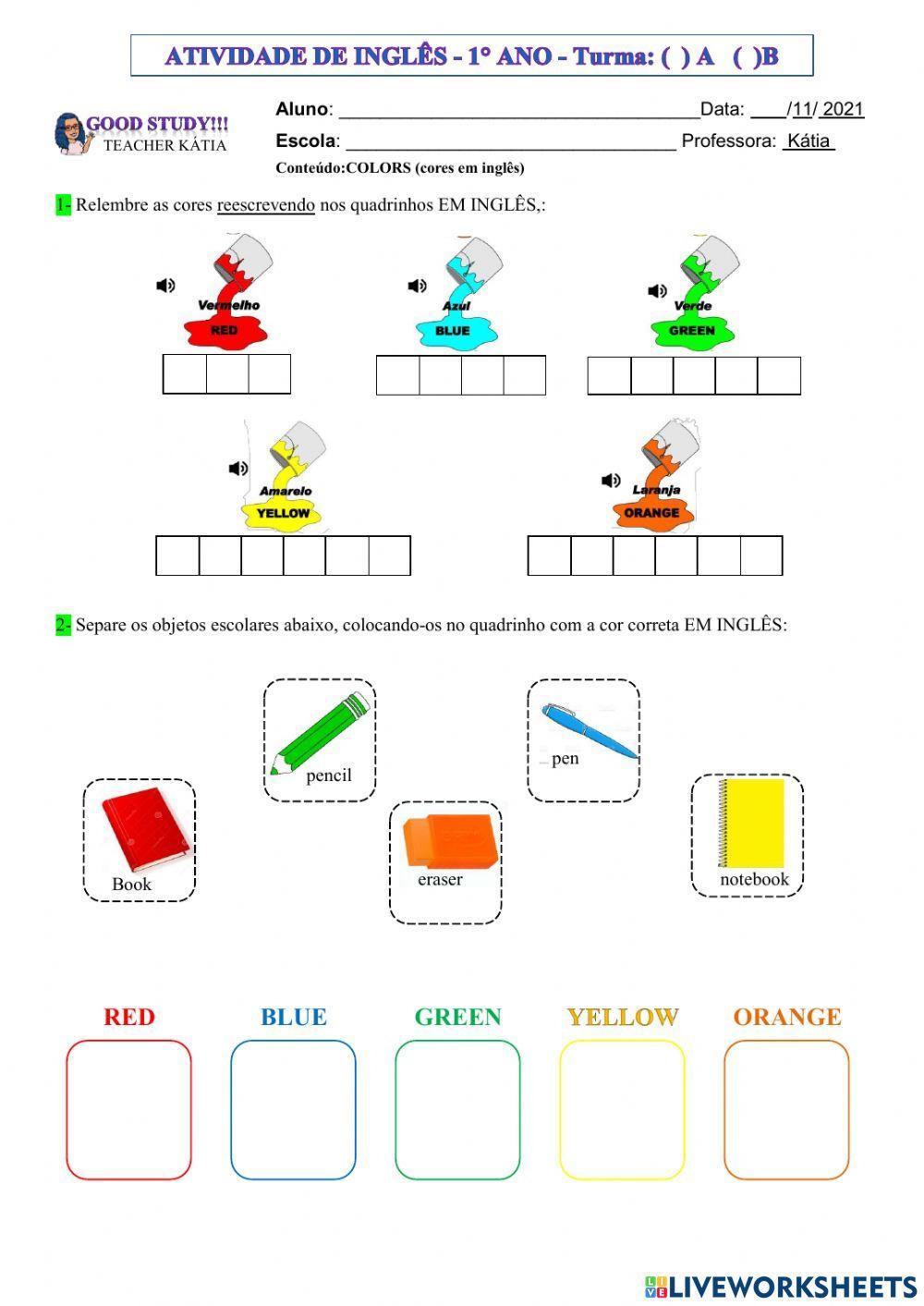 1° ano- INGLÊS-COLORS- 29-11-21