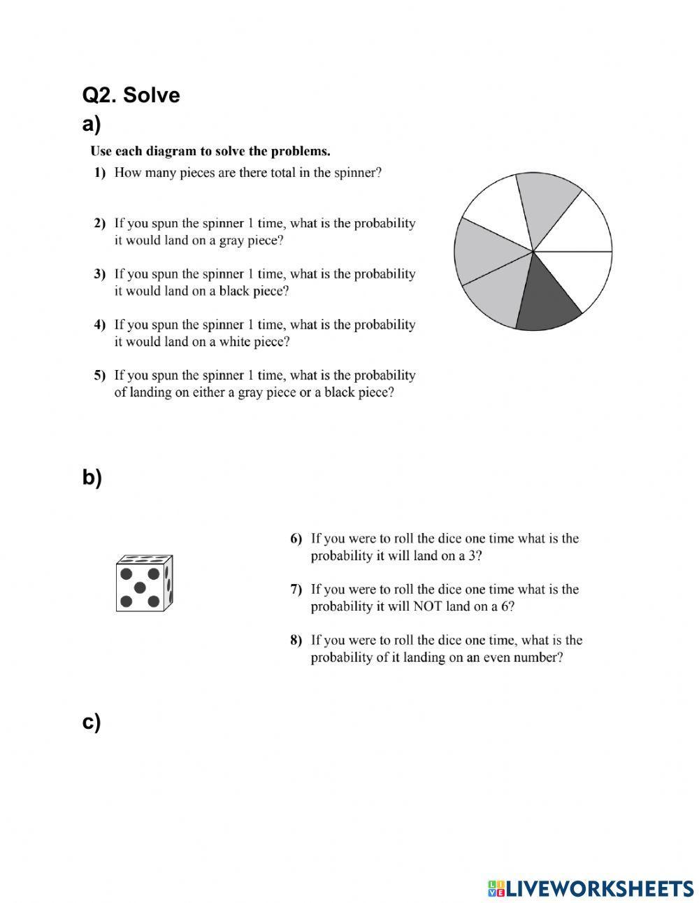 Probability worksheet Bharti kaul Live Worksheets