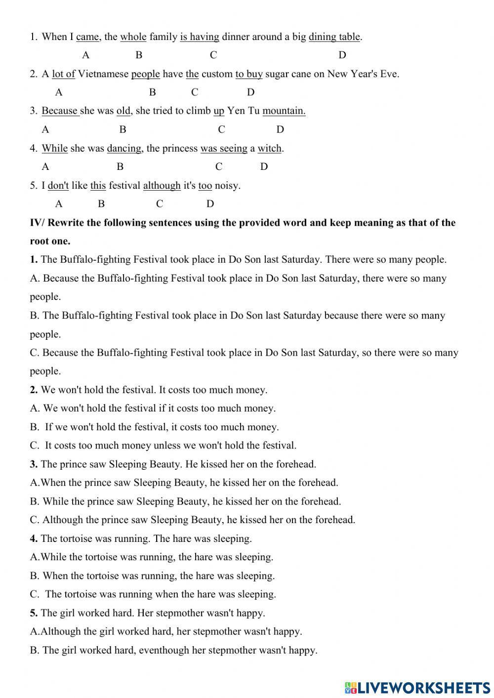 Extra and advanced level