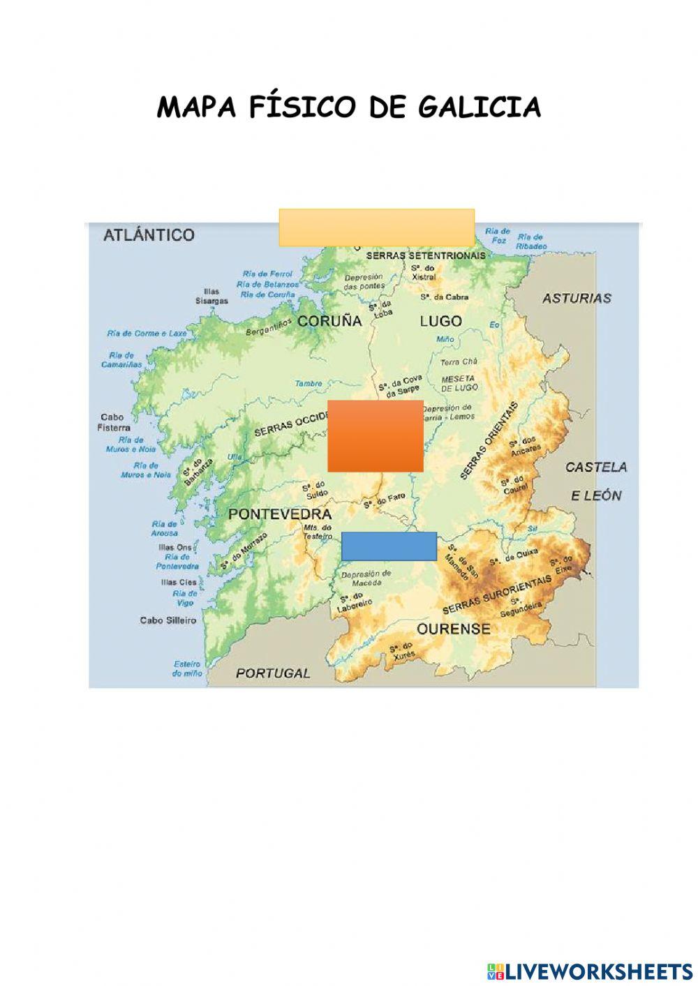 Mapa físico Galicia Mapa físico Galicia