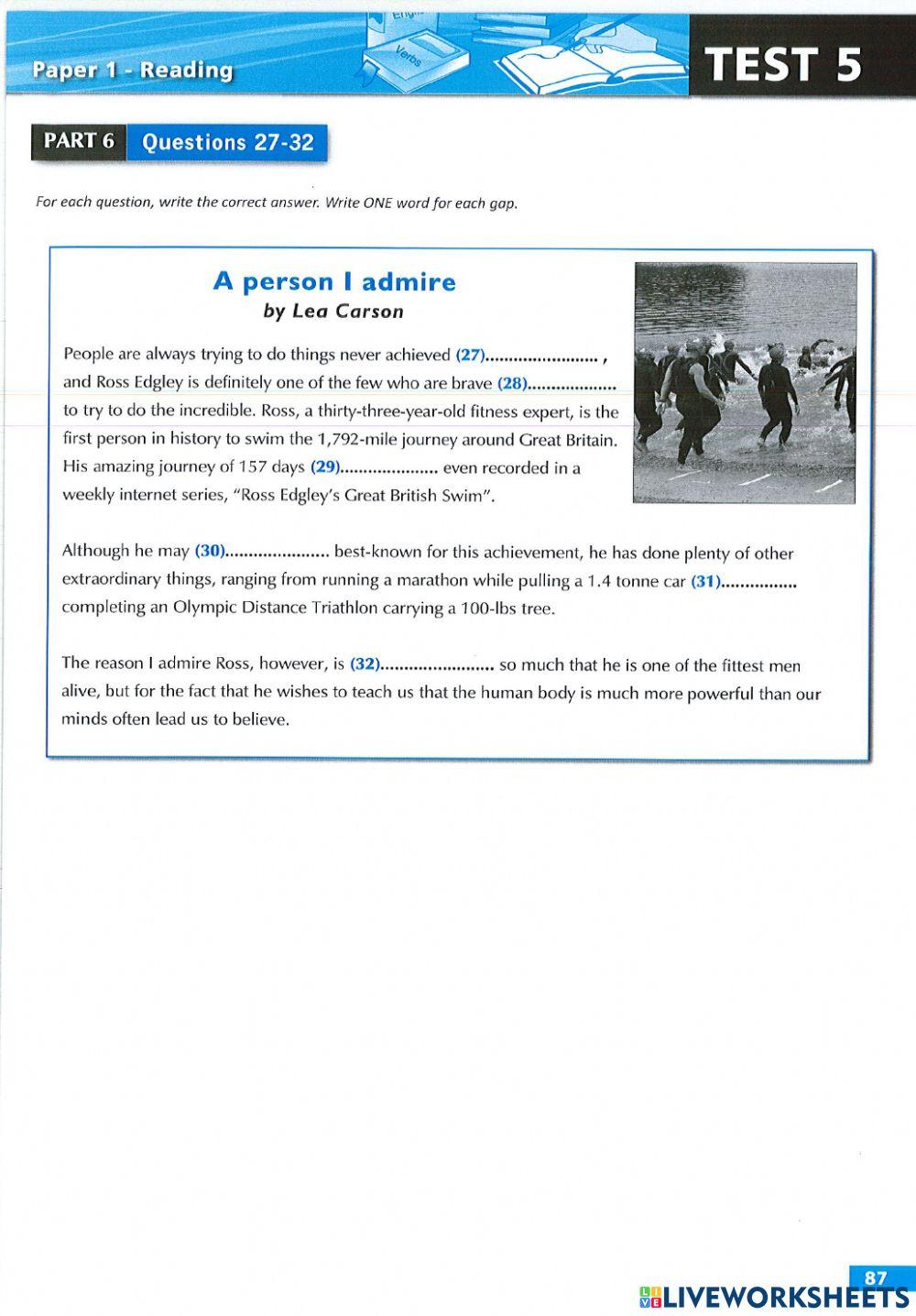 Simply pet reading test 5 online exercise for live worksheets