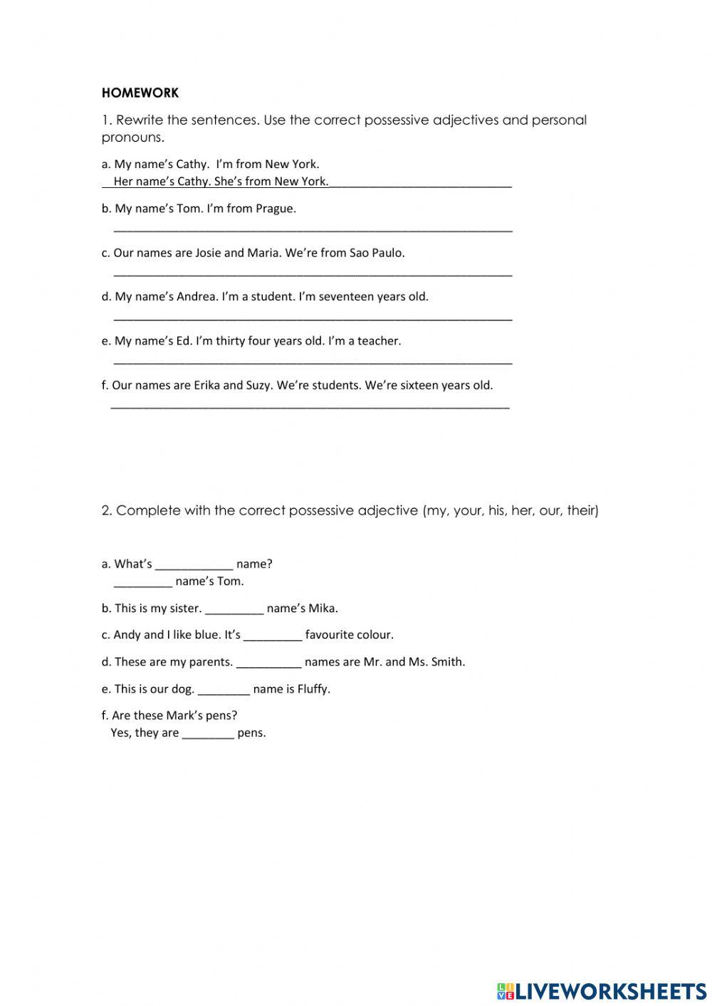 Possessive adjectives