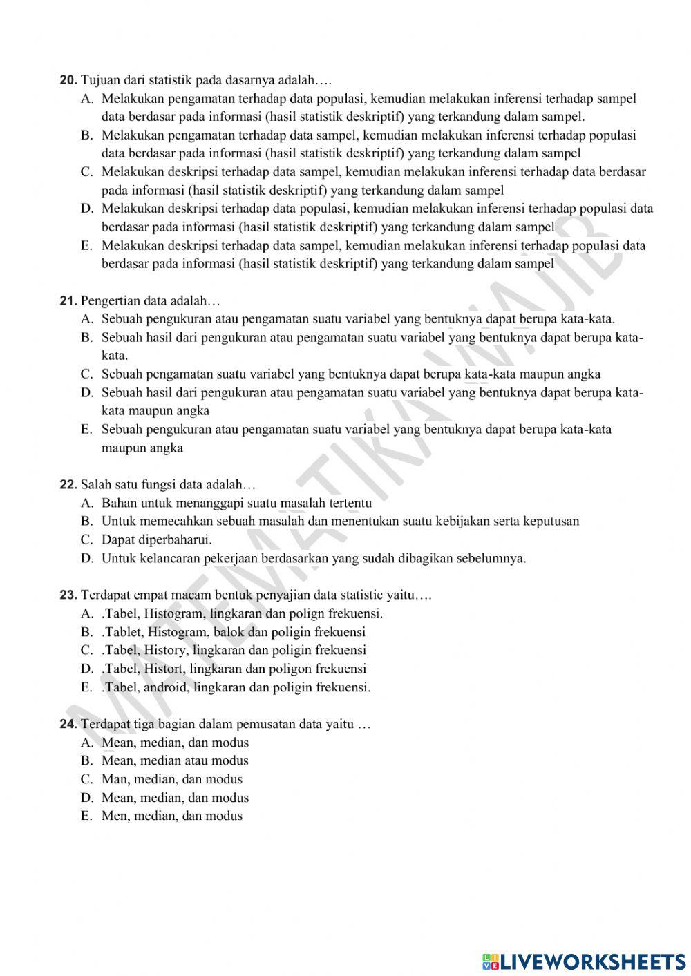 Soal ujian matematika