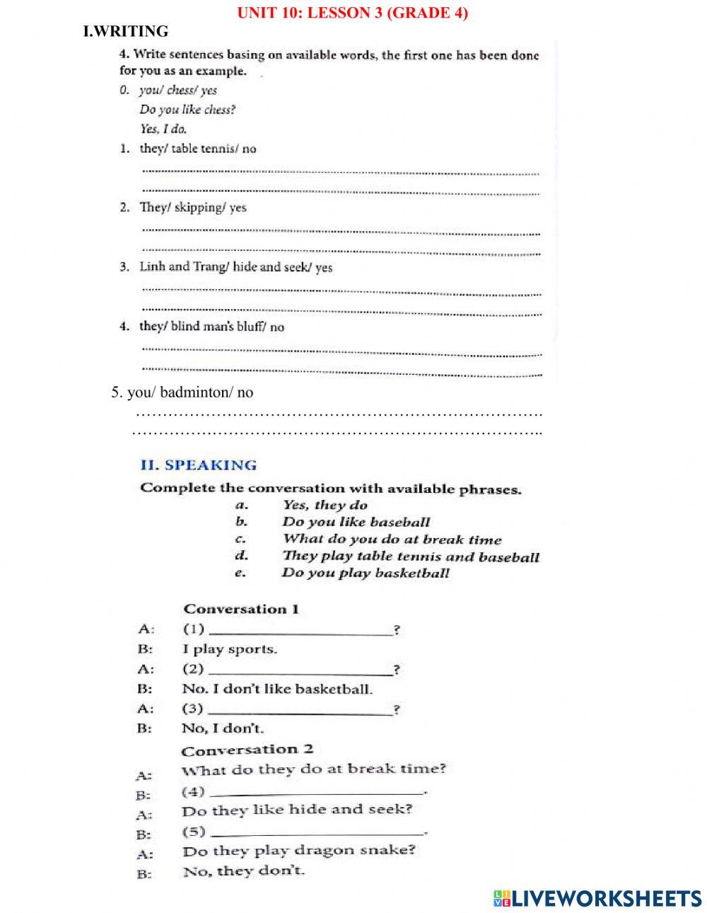 Unit 10 lesson 3 grade 3 worksheet live worksheets