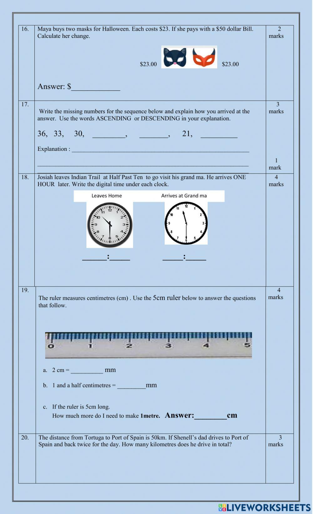 Mathematics  Standard Two First Term 