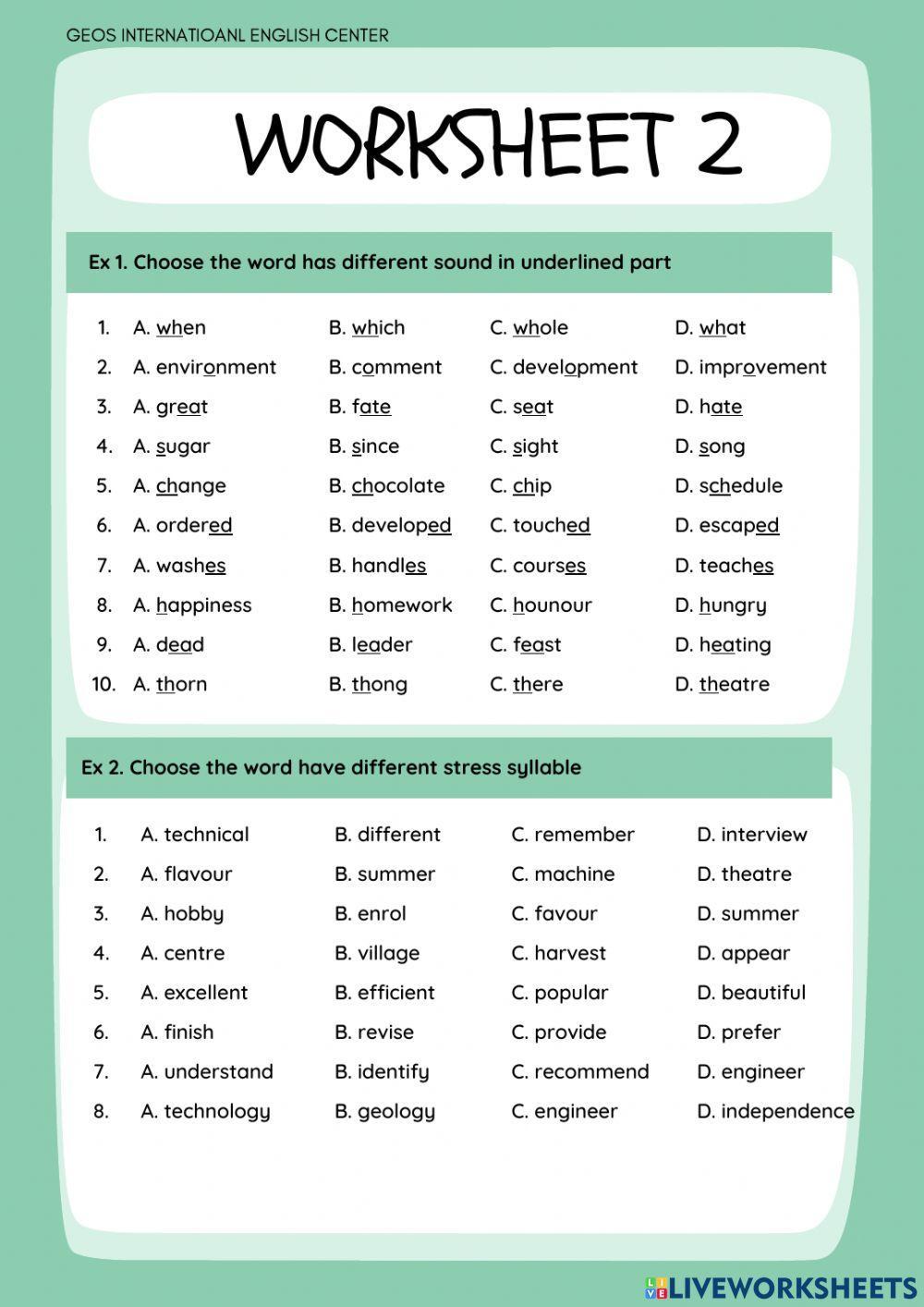 Worksheet 2-Unit 5-Grade 8