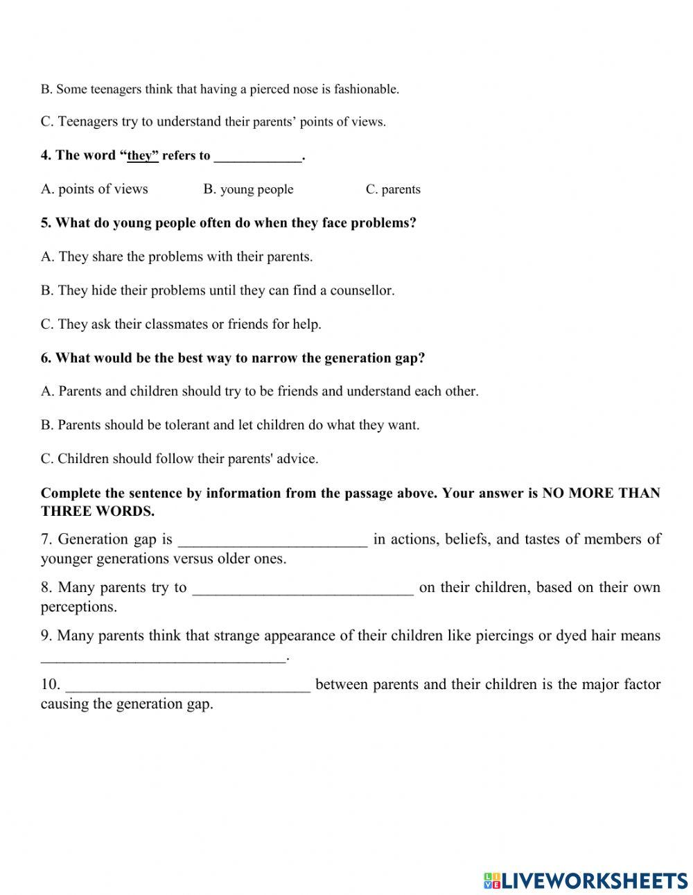 10 Questions for practise reading 11