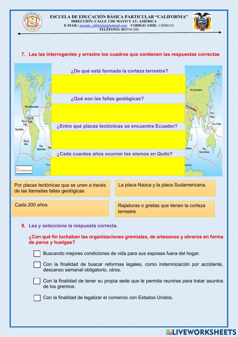 Evaluacion de eess de 6to. 1er. parcial del 2do. quimestre