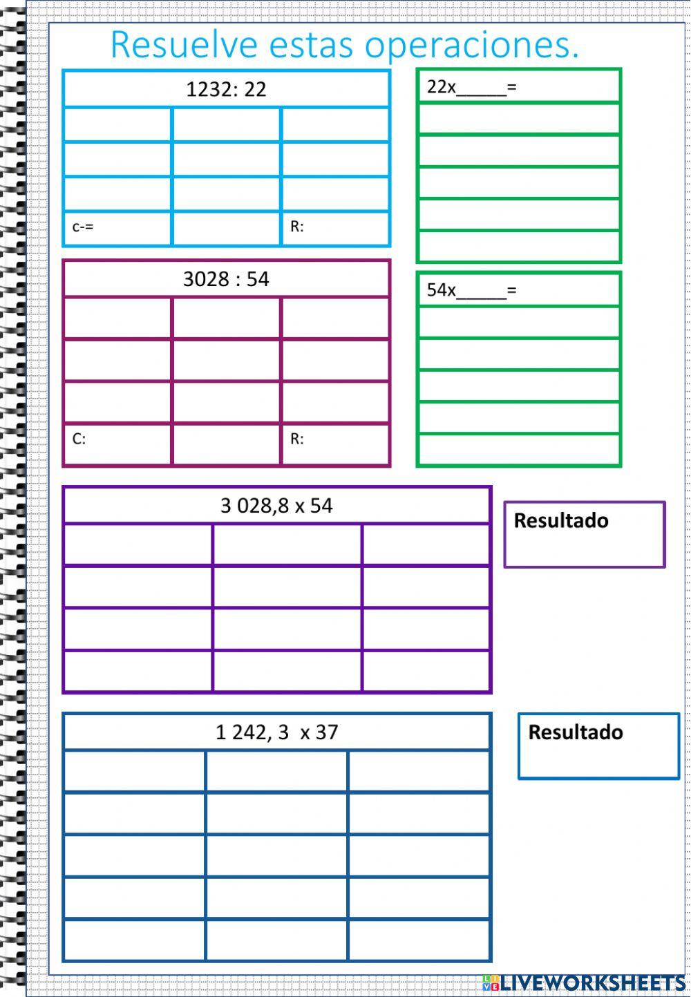 divisiones y multiplicaciones