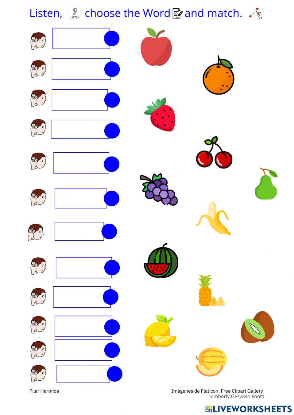 Vocabulary FRUIT listen and copy