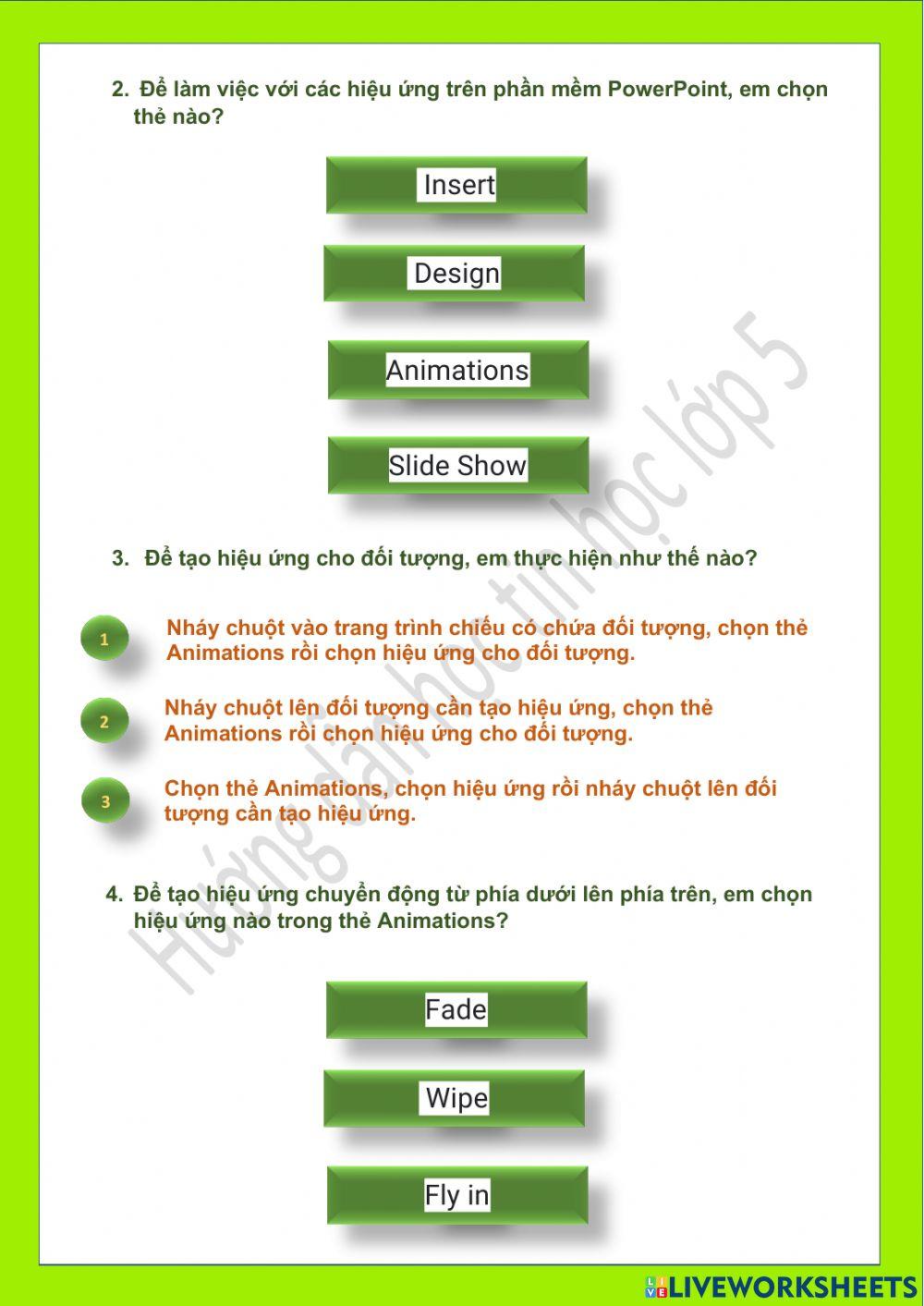 Tin học lớp 5-Tuần 13-CĐ3-Bài 2: Mở rộng hiệu ứng chuyển động