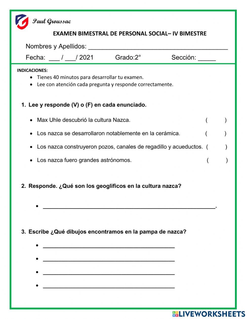 Examen de personal social