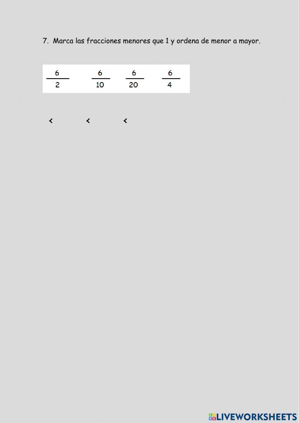 Comparación de fracciones