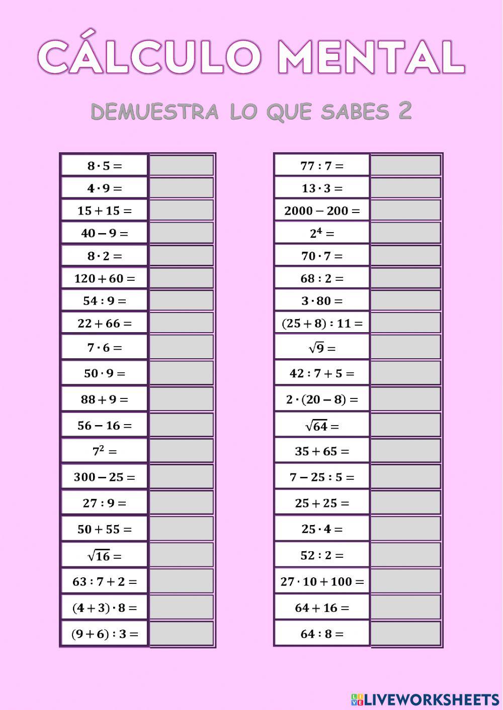 Calculo mental 2