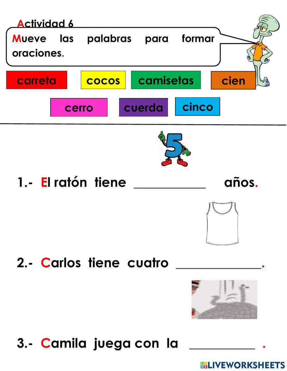 Actividad 3 formar oraciones con palabras con c
