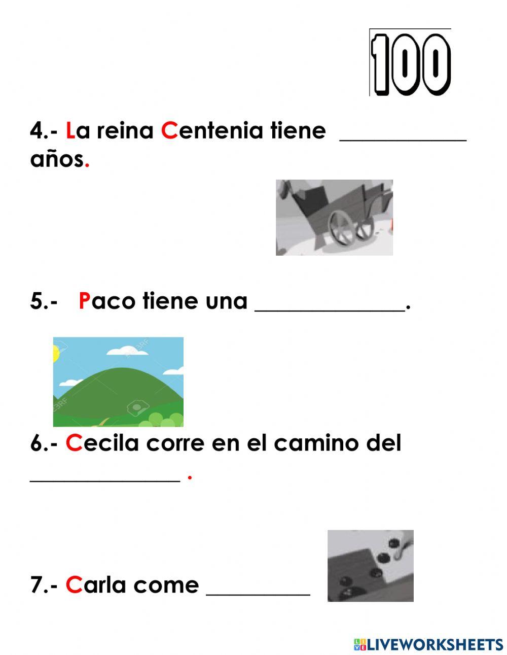 Actividad 3 formar oraciones con palabras con c