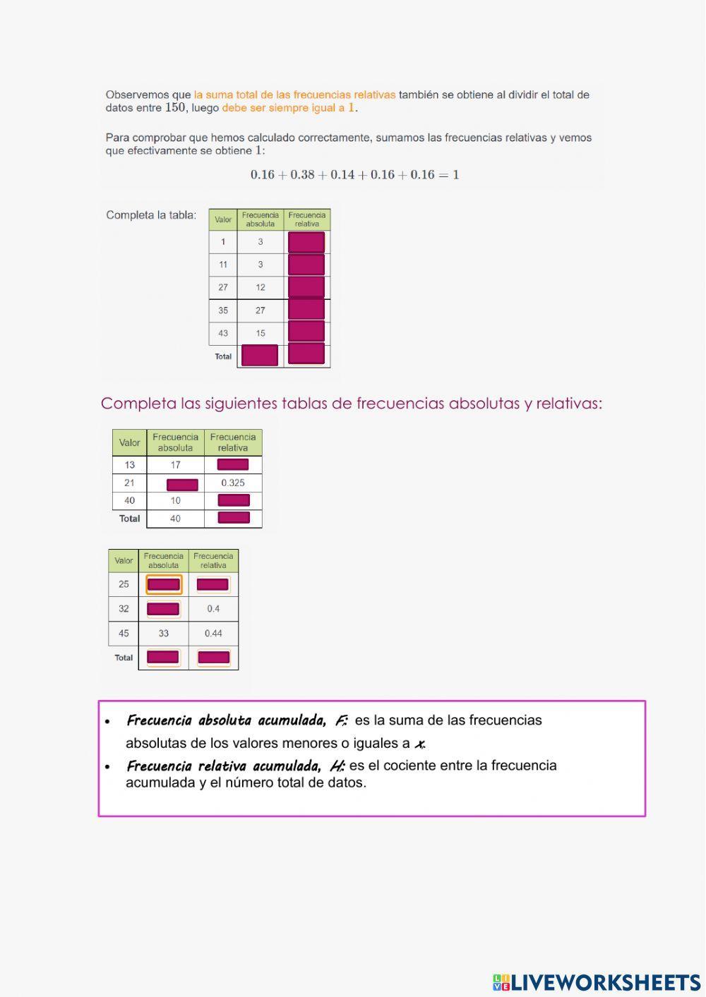 Ficha 2: Tabla de frecuencias