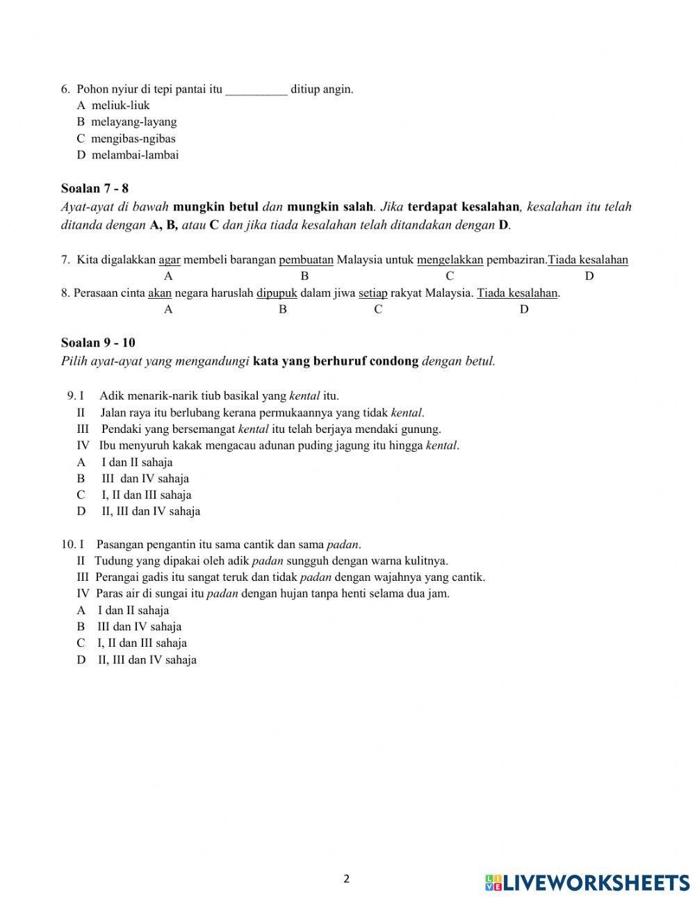 PENILAIAN SUMATIF BAHASA MELAYU TINGKATAN 3