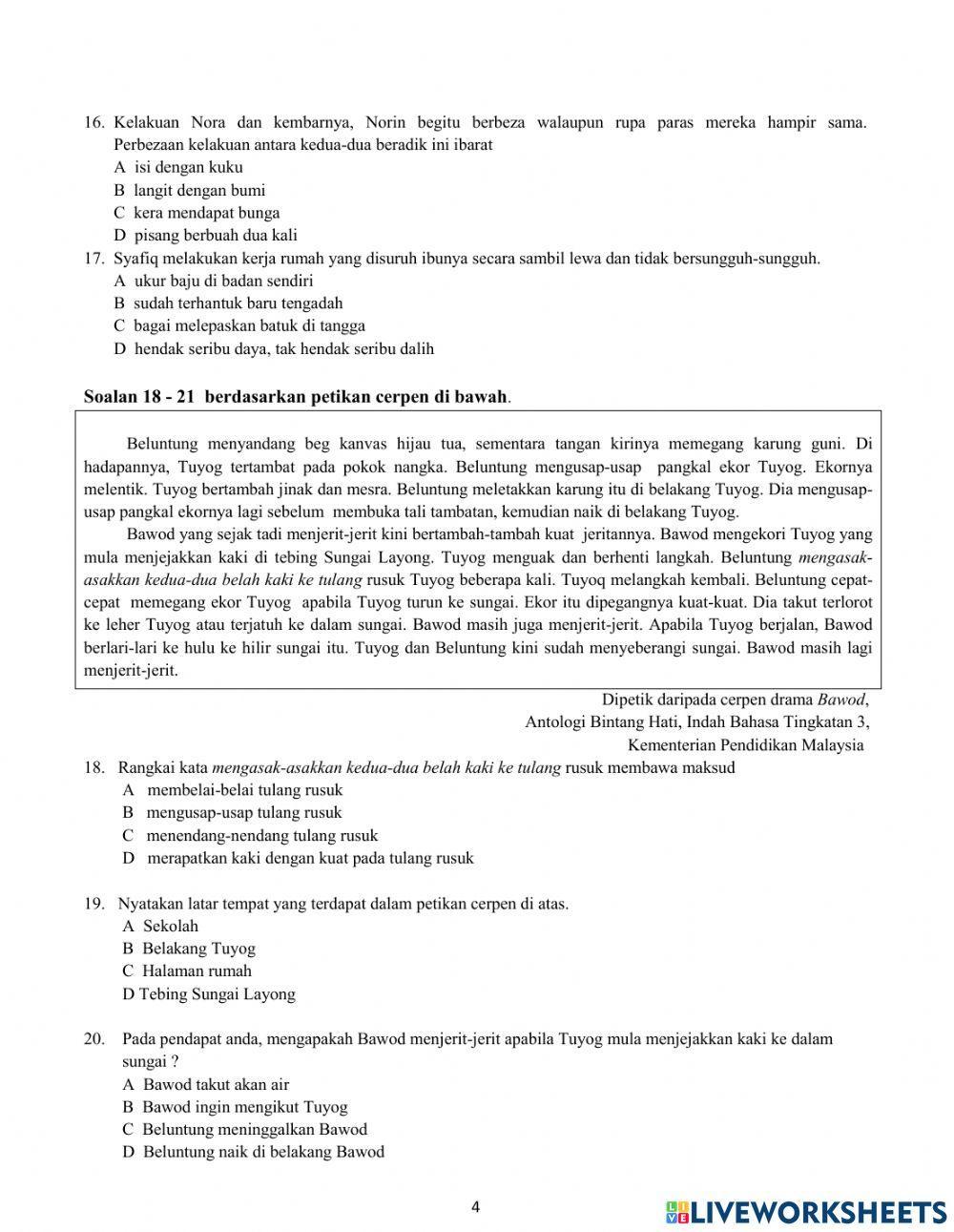 PENILAIAN SUMATIF BAHASA MELAYU TINGKATAN 3