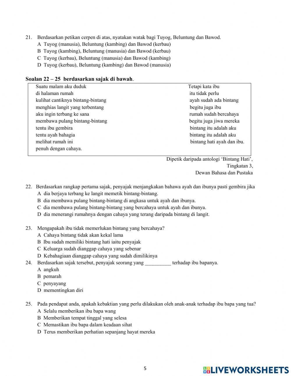 PENILAIAN SUMATIF BAHASA MELAYU TINGKATAN 3